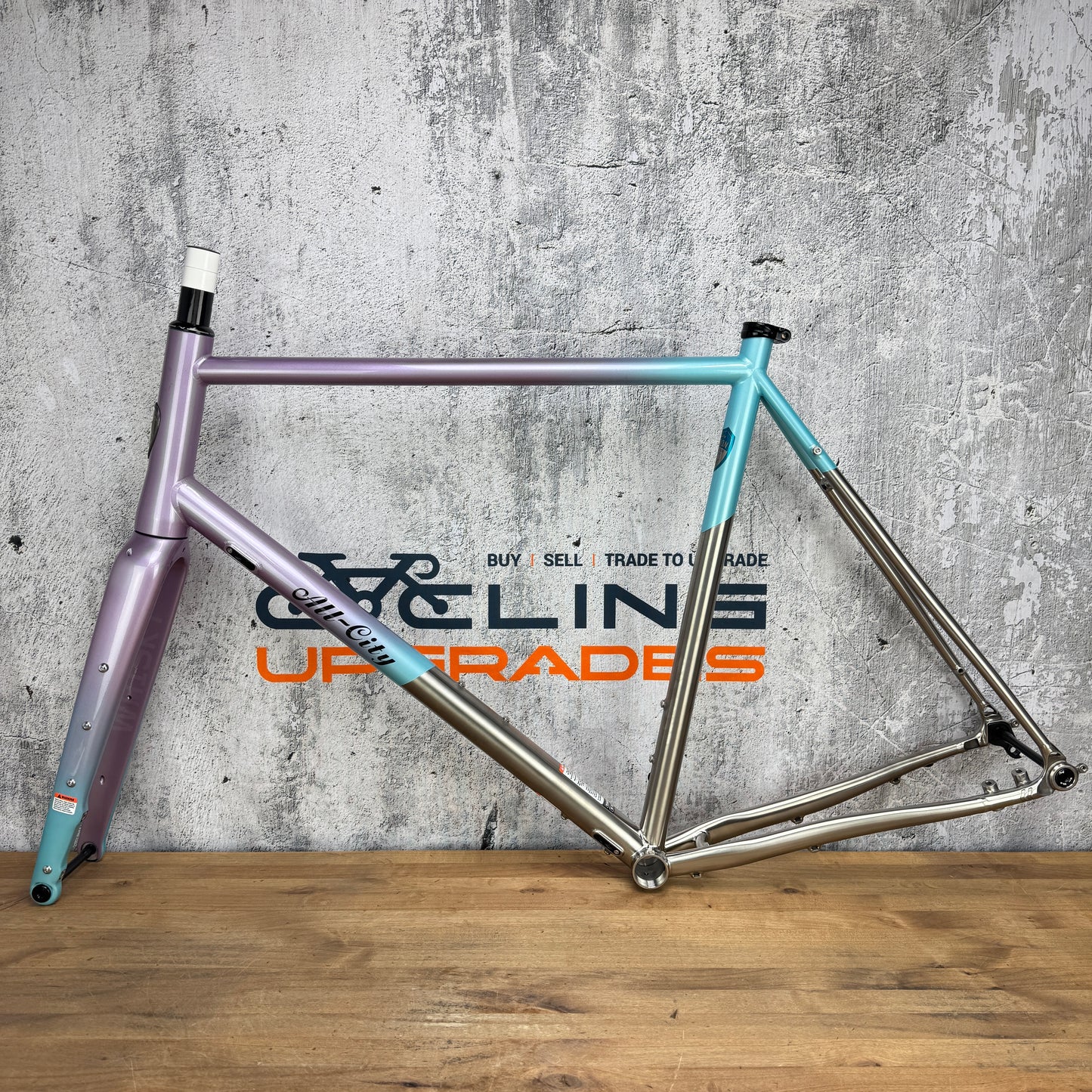 Low Mile! All City Cosmic Stallion 61cm Mermaid Fade Titanium Bike Frameset 700c
