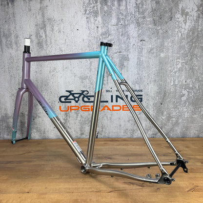 Low Mile! All City Cosmic Stallion 61cm Mermaid Fade Titanium Bike Frameset 700c
