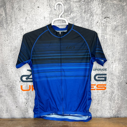 Louis Garneau Men's Large Short Sleeve Road Cycling Jersey Blue Stripped