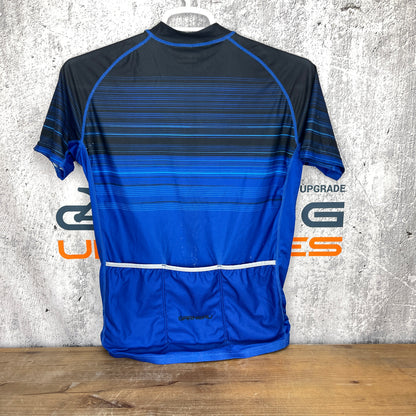 Louis Garneau Men's Large Short Sleeve Road Cycling Jersey Blue Stripped
