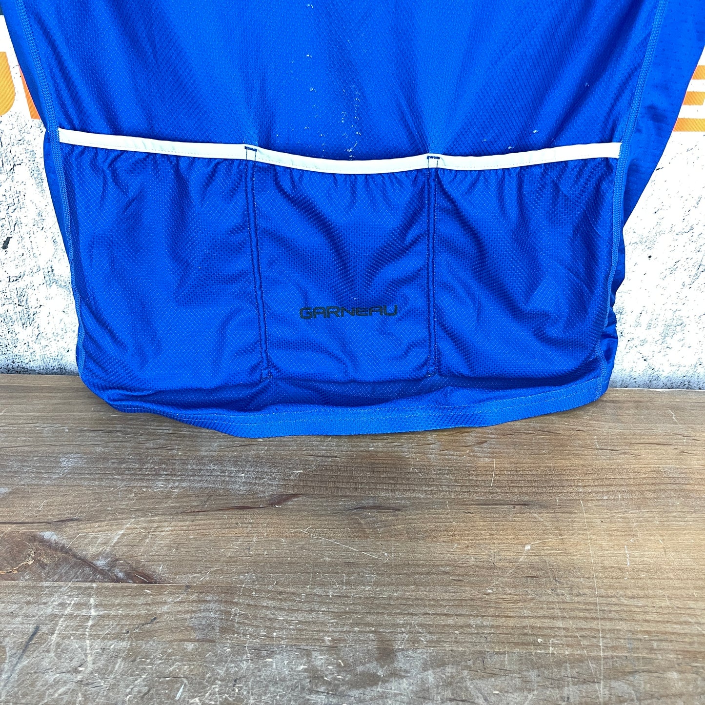 Louis Garneau Men's Large Short Sleeve Road Cycling Jersey Blue Stripped