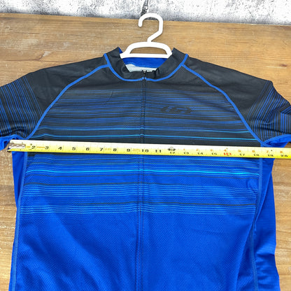 Louis Garneau Men's Large Short Sleeve Road Cycling Jersey Blue Stripped