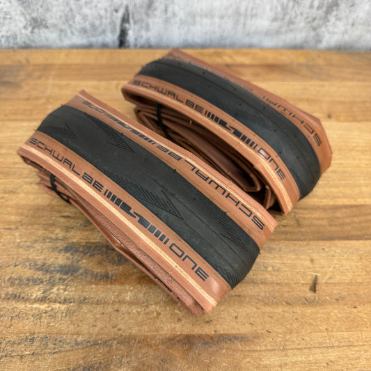New Takeoff! Pair Schwalbe One Tan Wall 700c x 28mm Clincher Road Bike Tires