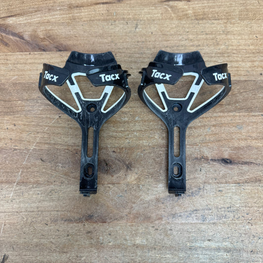 Pair Tacx Plastic Black and White Bike Water Bottle Cages 63g