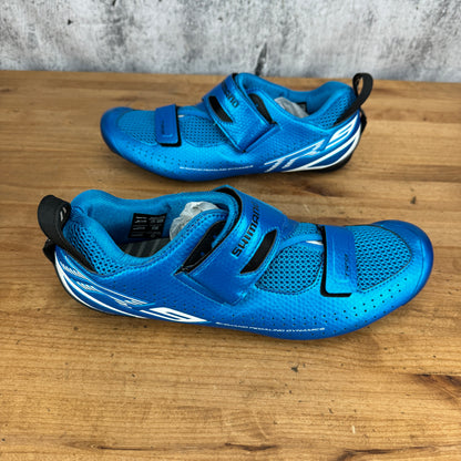 New! Shimano TR9 Dynalast Blue Men's 11.2 US 46 EU 3-Bolt Cycling Shoes Triathlon