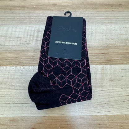 New! Rapha Lightweight Merino Block Medium Black Cycling Socks