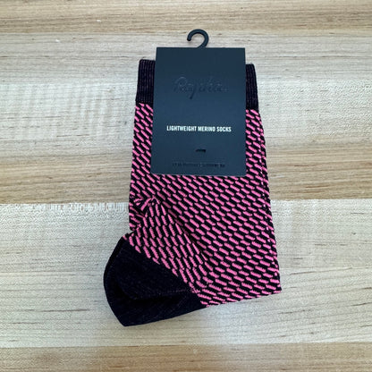 New! Rapha Lightweight Merino Stripe Medium Black Cycling Socks