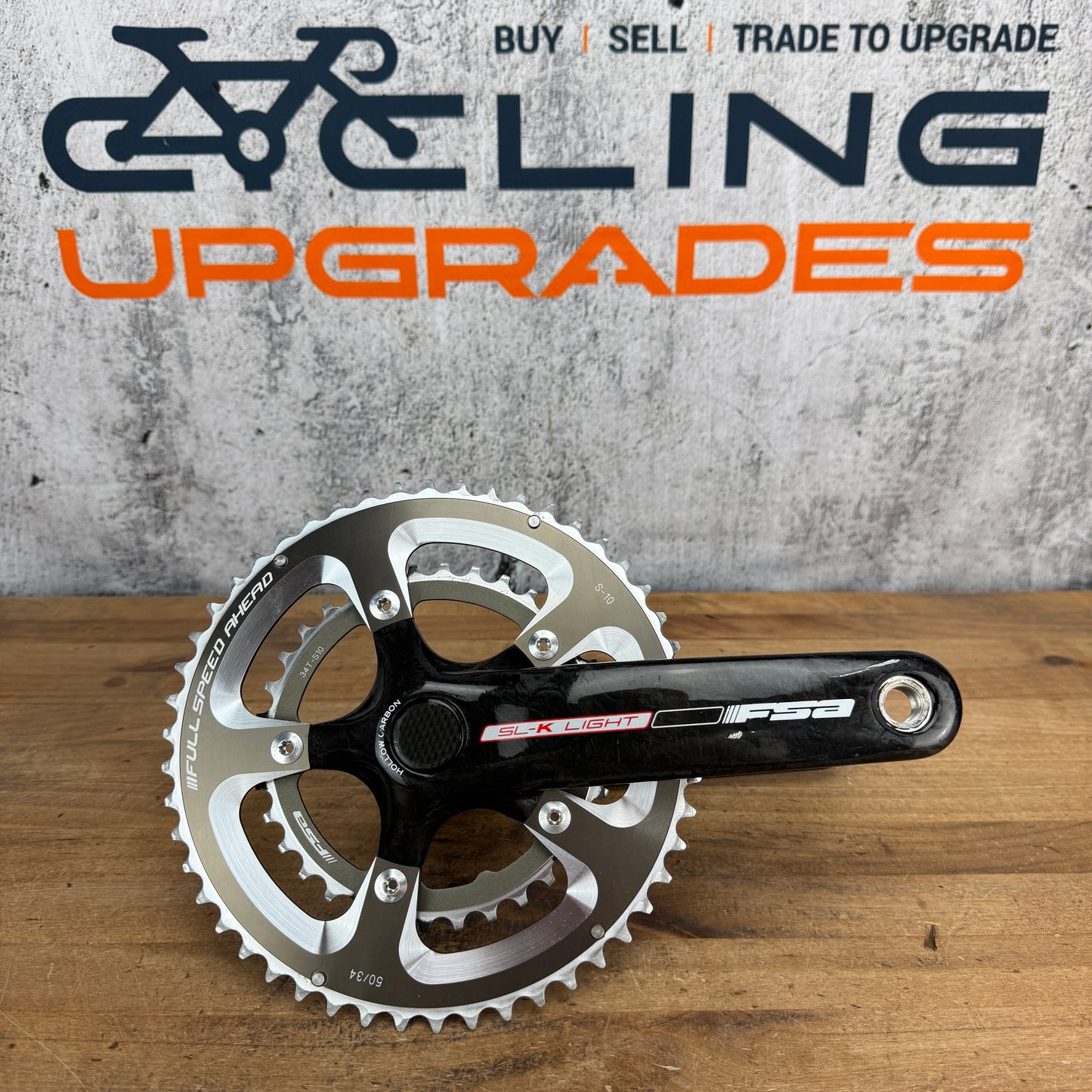 Low Mile! FSA SL-K Light 172.5mm 50/34t 110BCD 24mm Spindle Carbon Crankset 645g