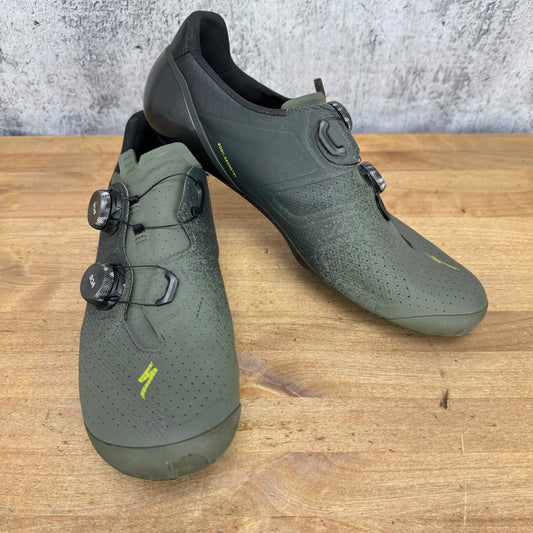 Light Use! Specialized S-Works Torch Oak Green EU 45.5 BOA 3-Bolt Cycling Shoes