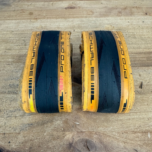 Schwalbe Pro One TT 700c x 25mm Tubeless Tanwall Pair Tires MSRP $182 486g