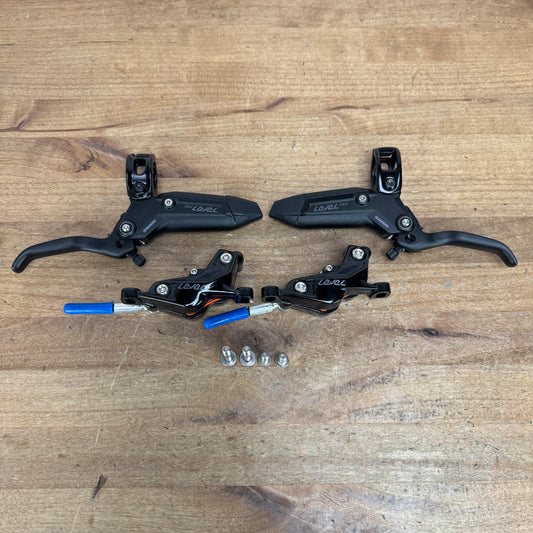 Low Mile! SRAM Level Silver Stealth 4-Piston Post Mount SLV MTB Brakeset 494g