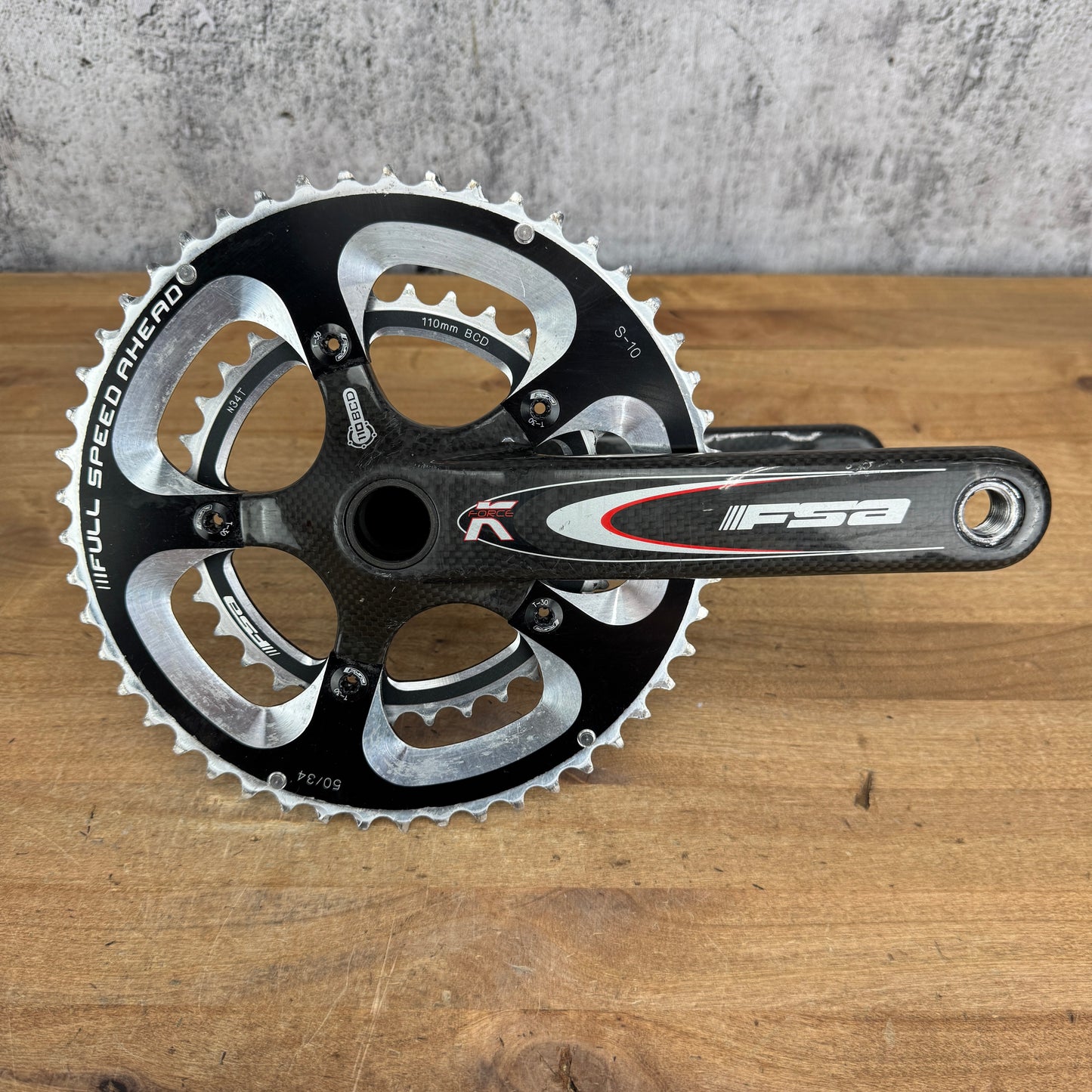 FSA K-Force 172.5mm 50/34t 10-Speed Carbon Crankset 24mm Spindle 681g
