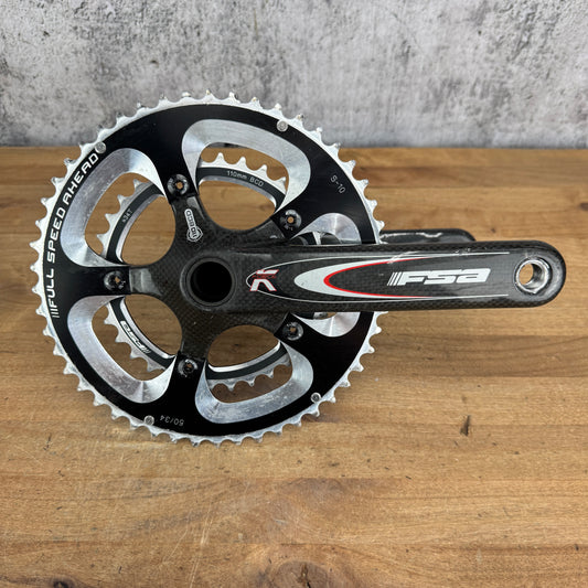 FSA K-Force 172.5mm 50/34t 10-Speed Carbon Crankset 24mm Spindle 681g