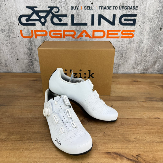Light Use! Fizik Tempo Decos Carbon 41 EU BOA White Cycling Shoes 455g