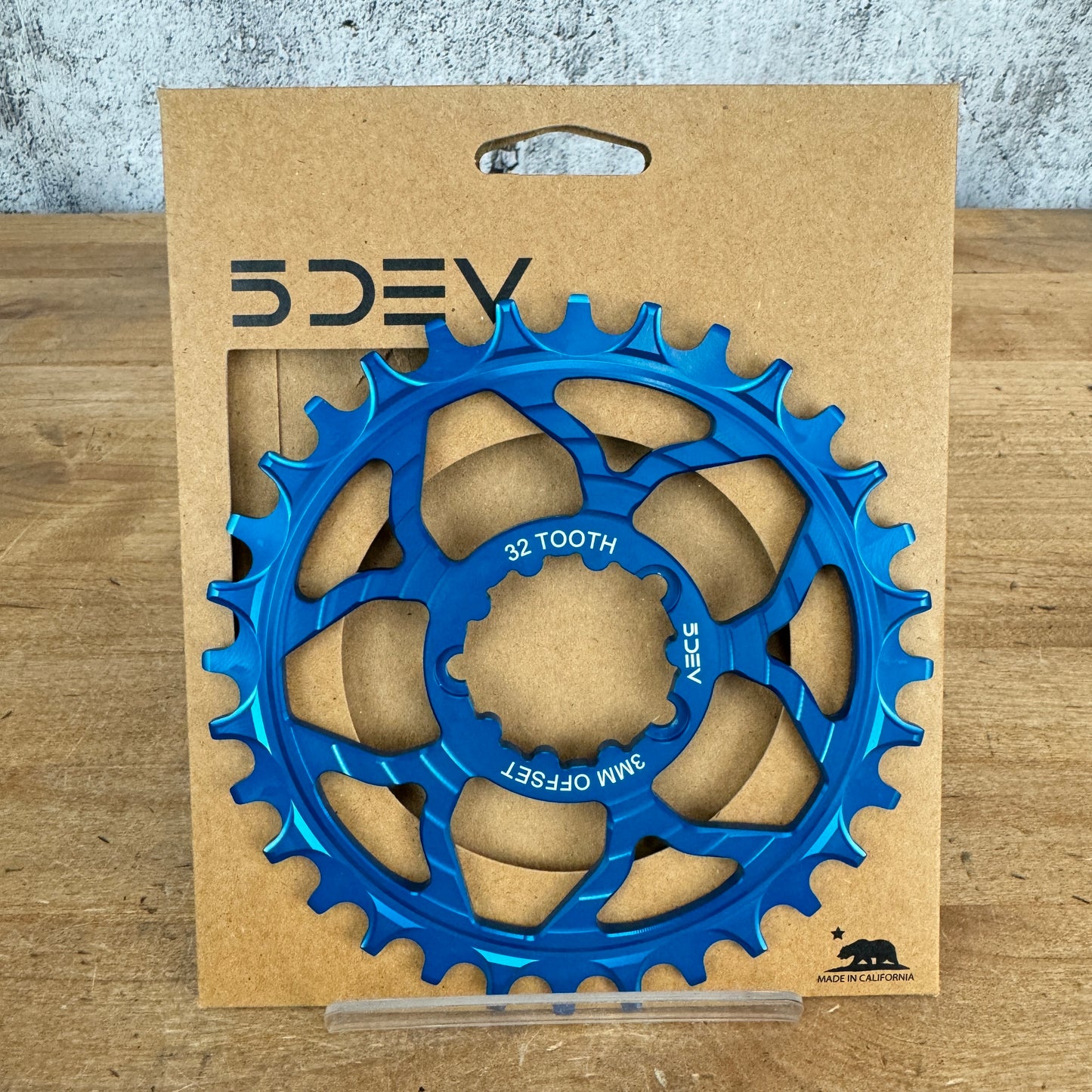 New! 5DEV 1x 32t T-Type 3mm Offset 3-bolt SRAM Direct Mount Blue Chainring 57g
