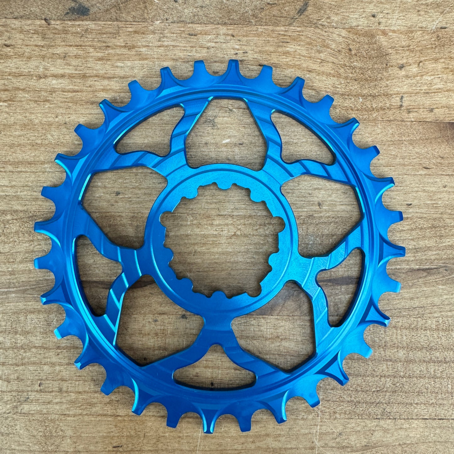New! 5DEV 1x 32t T-Type 3mm Offset 3-bolt SRAM Direct Mount Blue Chainring 57g