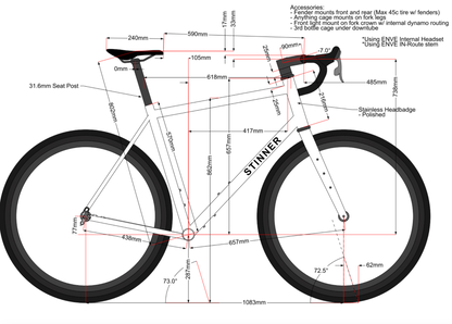 2025 Stinner Refugio Custom 60cm Titanium Disc Frameset 700c 2924g