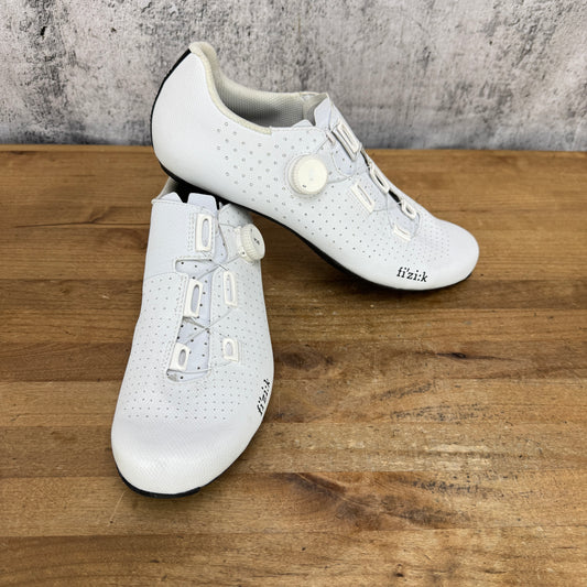Light Use! Fizik Tempo Decos Carbon 44 EU White BOA Cycling Shoes 525g