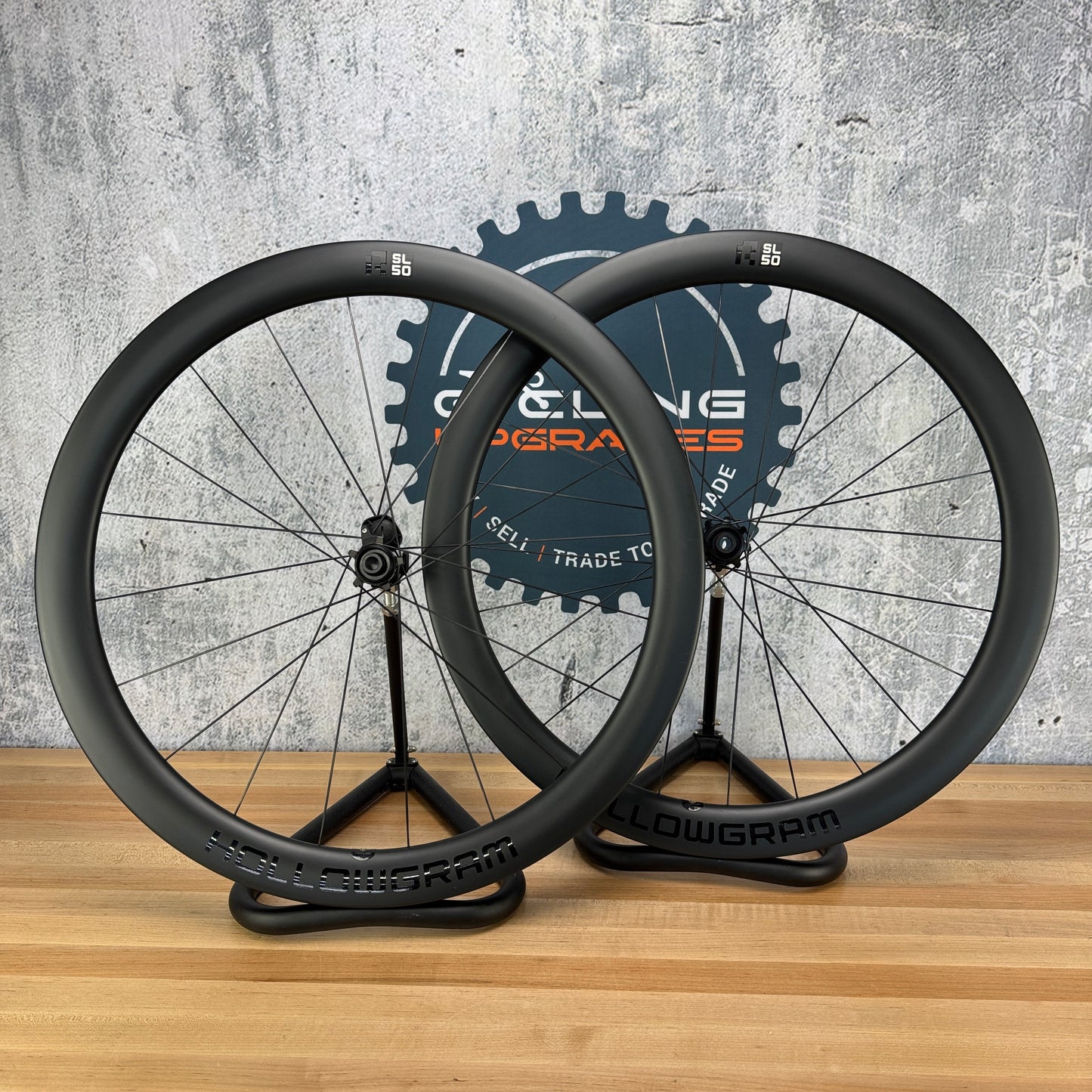Low Mile! Hollowgram R-SL 50 Carbon Tubeless Disc Brake Wheelset 700c 1590g