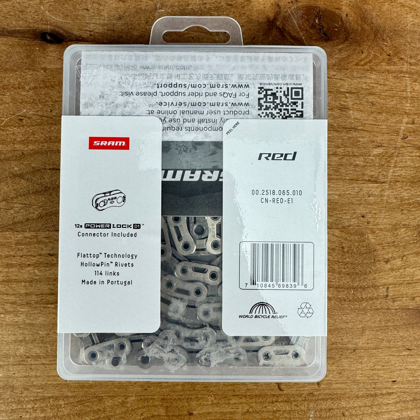 New! 2024 SRAM Red AXS E1 Flattop HollowPin 12-Speed 114 Link Road Bike Chain