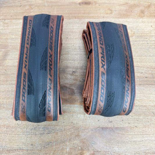 Low Mile! Pair Continental Grand Prix 5000 700c x 25mm Tan Tubeless Bike Tires