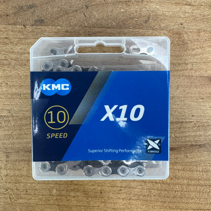 New! KMC X10 116 Links 10-Speed Silver/Black Bike Chain w/ Missing Link