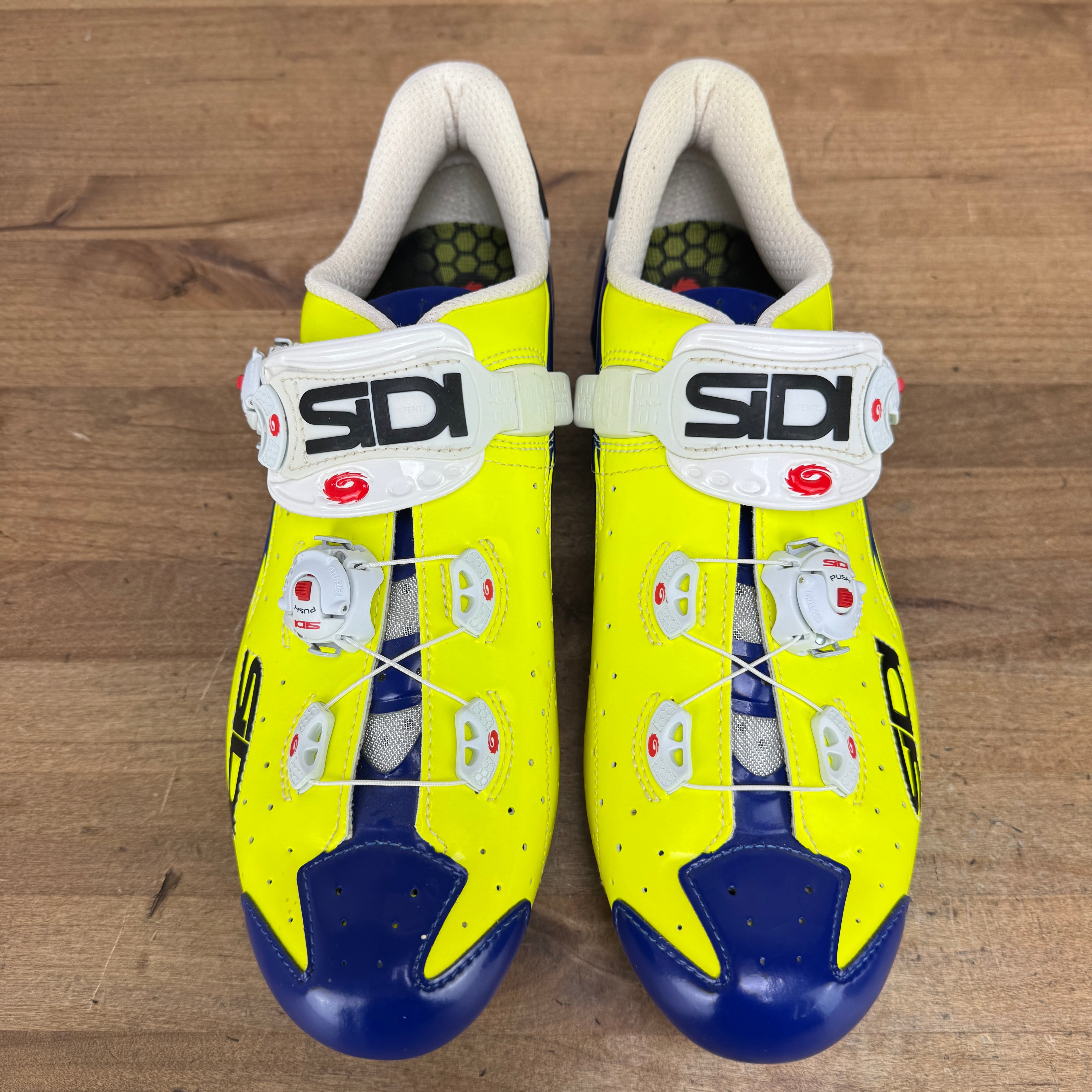 Worn Once! Sidi Wire Carbon Vernice Fluro Yellow/Blue 2012 EU 44
