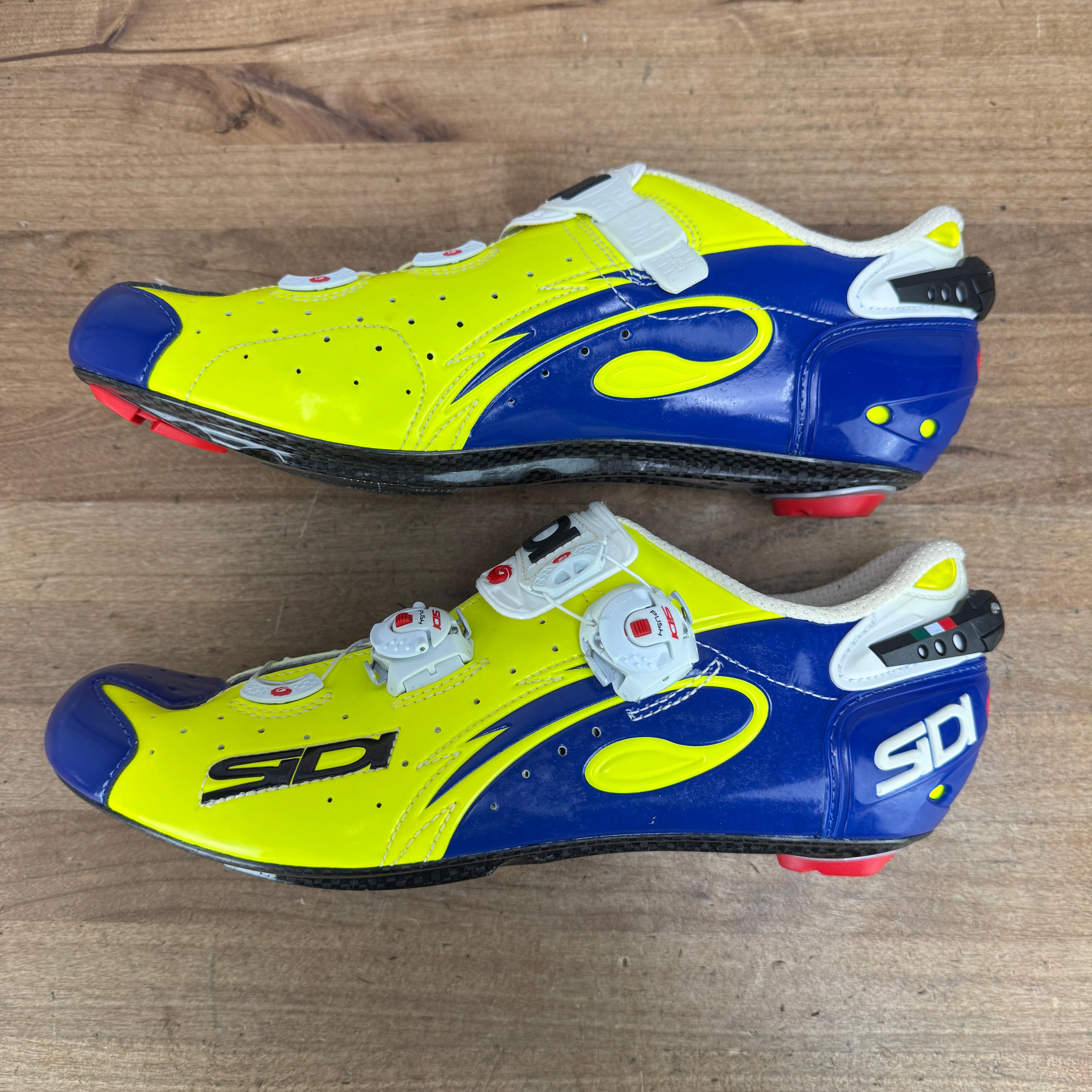 Worn Once! Sidi Wire Carbon Vernice Fluro Yellow/Blue 2012 EU 44