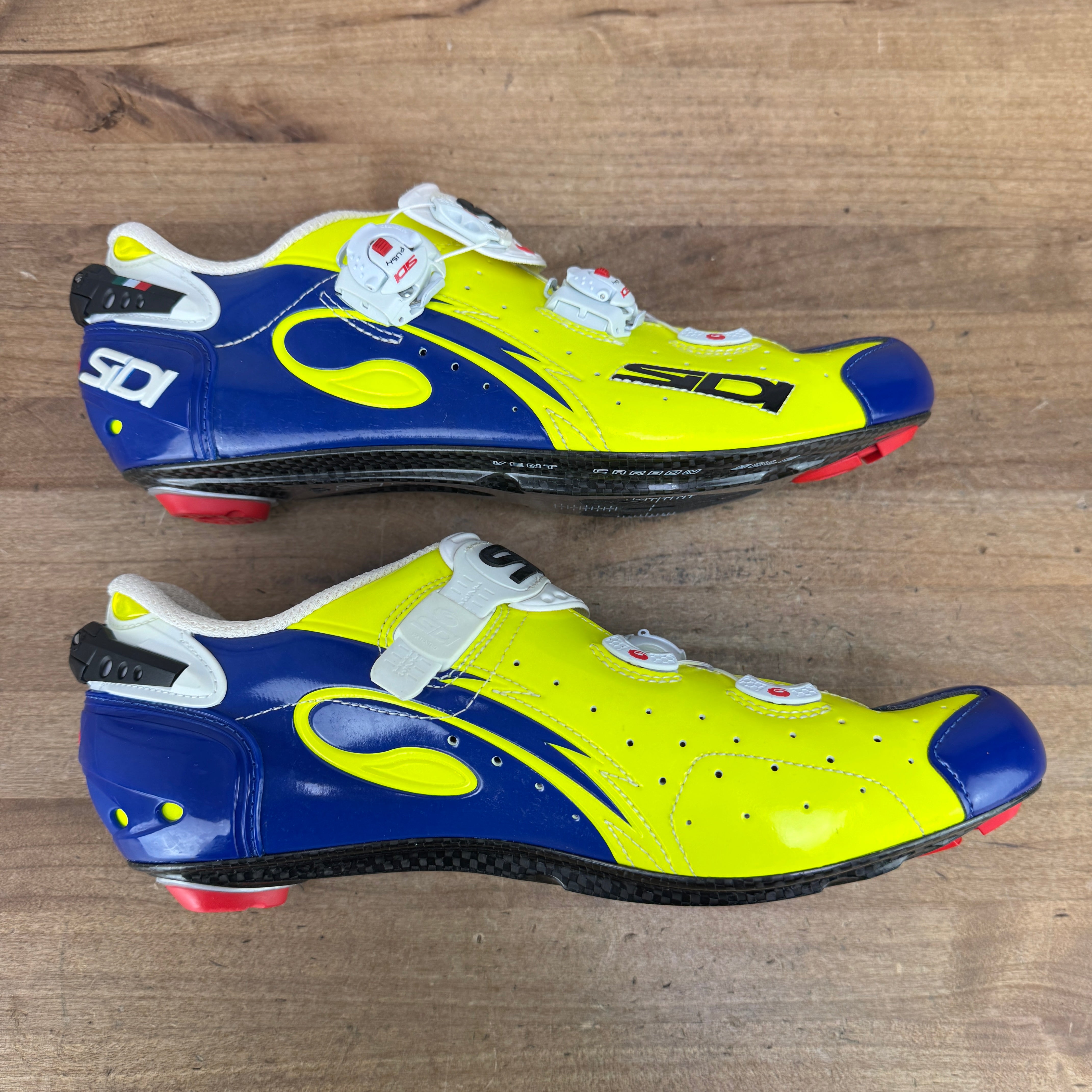 Worn Once! Sidi Wire Carbon Vernice Fluro Yellow/Blue 2012 EU 44