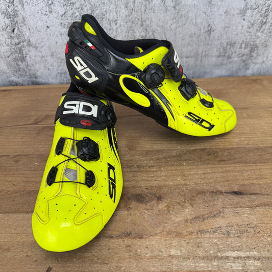 Worn Once! Sidi Wire Vent Black/Yellow 2013 EU 44 3-Bolt Cycling Shoes 626g