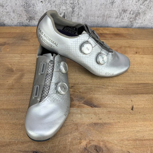 Worn Once! Fizik Mechanism x PAS Normal EU 42 Road 3-Bolt Silver Cycling Shoes