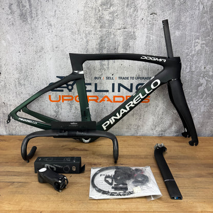New! Pinarello Dogma F Racing Green Size 50 (52.5cm) Rim Brake Frameset w/ Bar & Stem