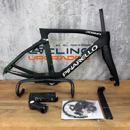 New! Pinarello Dogma F Racing Green Size 51.5 (53.5cm) Rim Brake Frameset w/ Bar & Stem
