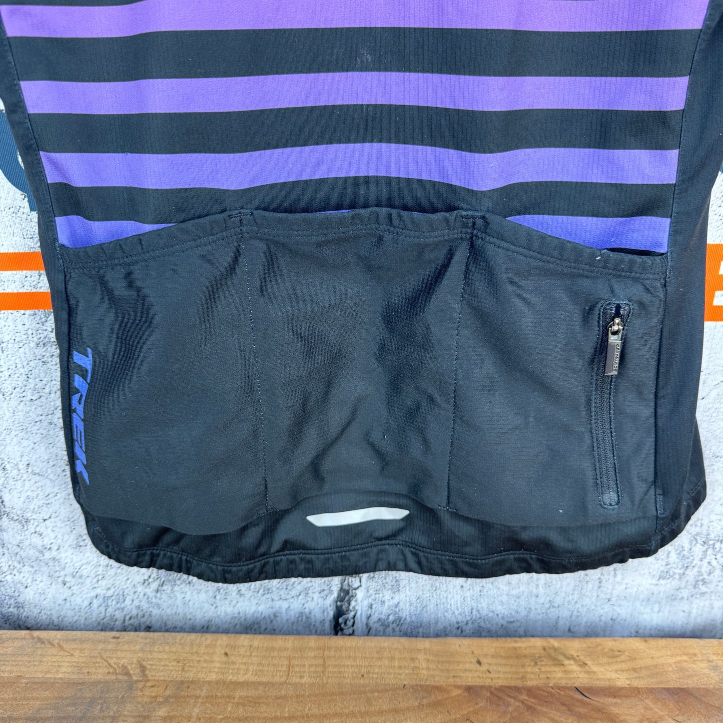 Bontrager Trek Black/Purple Stripped Women's Small Cycling Jersey w/ Pockets
