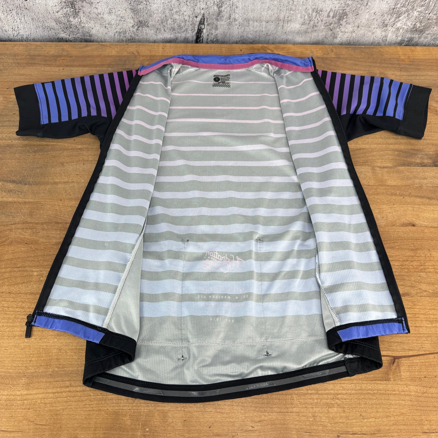 Bontrager Trek Black/Purple Stripped Women's Small Cycling Jersey w/ Pockets