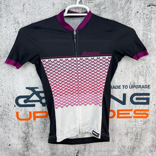 Santini Black/Purple Women's Small Short Sleeve Aero Fit Cycling Jersey
