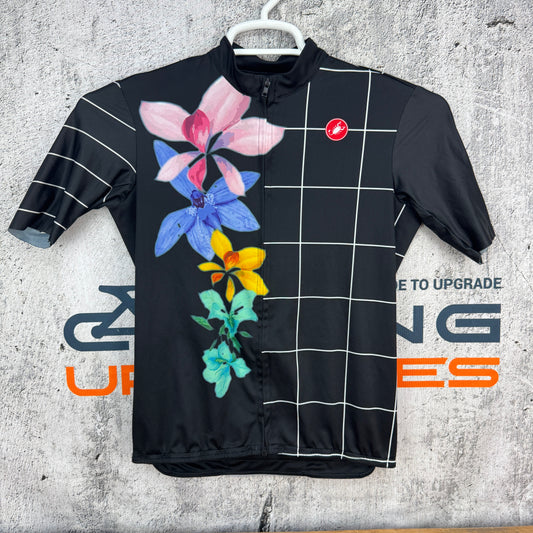 Castelli Black Flower Print Women's Medium Short Sleeve Cycling Jersey