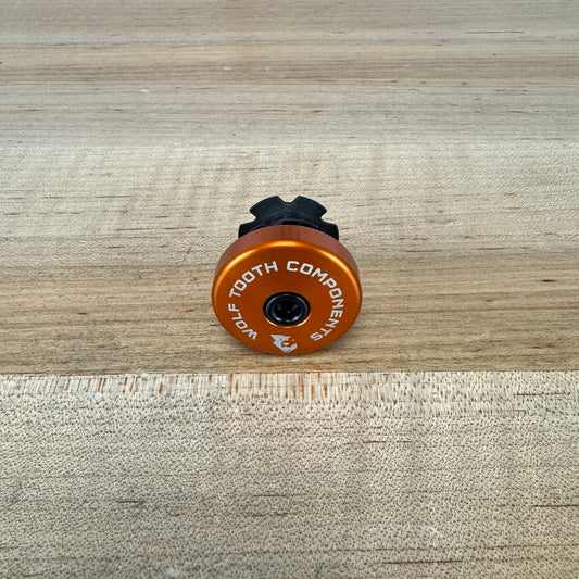 New! Wolf Tooth Ultralight Stem Cap w/ Integrated Spacer Orange Top Cap MSRP $15