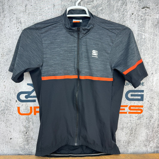 Sportful Black/Gray Men's Large Short Sleeve Cycling Jersey w/ Zipper Pocket