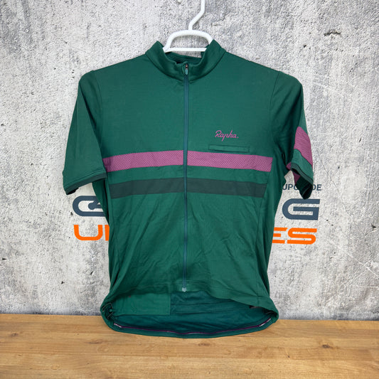 Worn Once! Rapha Short Sleeve Brevet II Men's Large Dark Green Cycling Jersey