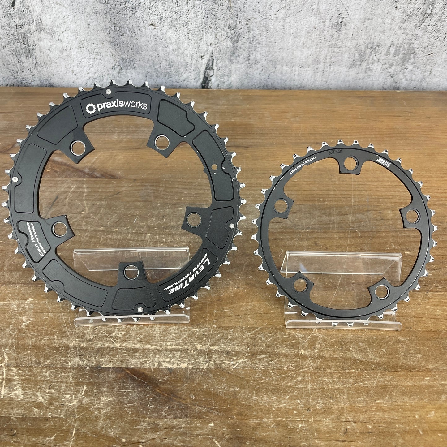 PraxisWorks Leva Time 46/36t 5-Bolt 110 BCD Road Bike Pair 2x Chainrings 142g