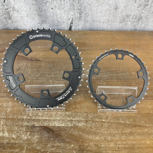 PraxisWorks Leva Time 46/36t 5-Bolt 110 BCD Road Bike Pair 2x Chainrings 142g