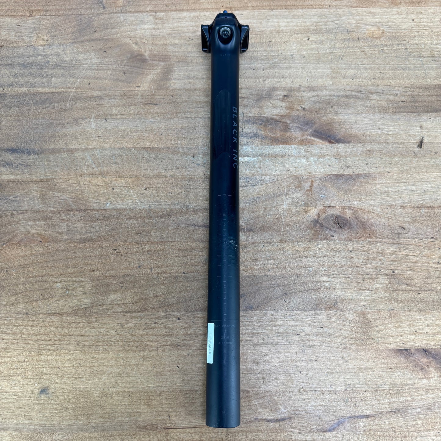 Low Mile!  Black Inc  400mm x 31.6mm Zero Setback Carbon Bike Seatpost 206g