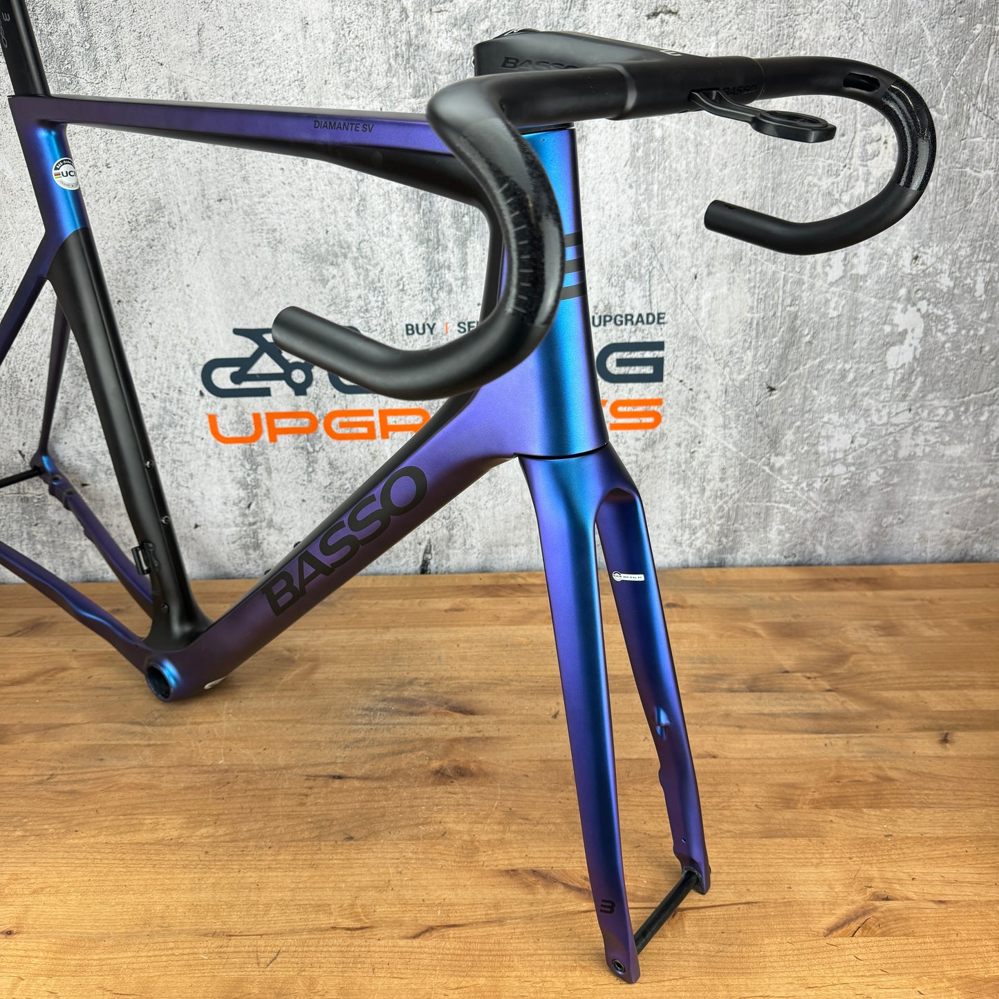 2021 Basso Diamante SV 61cm Carbon Disc Frameset Matt Aurora + Levita Barstem