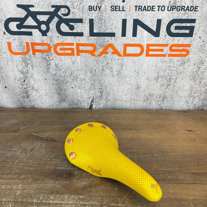 New Takeoff! 1987 San Marco Regal Girardi Yellow Perforated Saddle Cast Alloy Rails