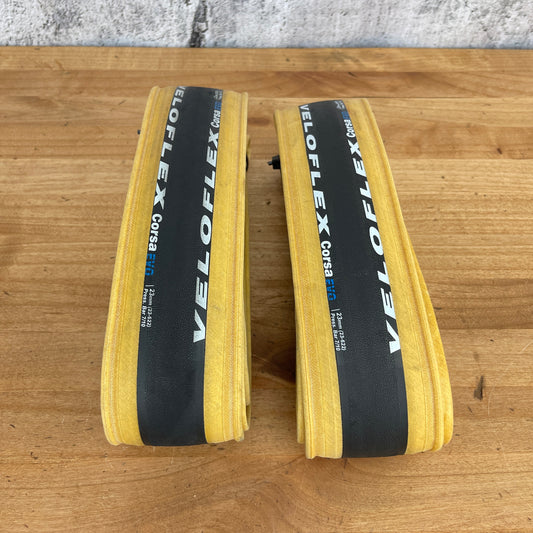 Low Mile! Pair Veloflex Corsa Evo 700c x 23mm Road Bike Clincher Tires Gumwall