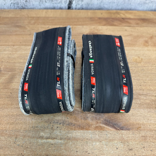 Low Mile! Challenge Strada Pro TLR 700c x 27mm Tubeless Pair Bike Tires 567g