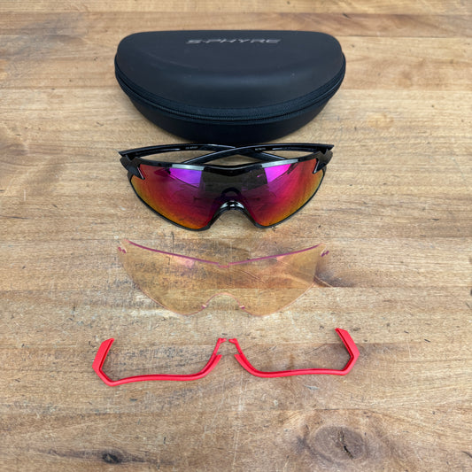 Shimano S-Phyre Black Cycling Sunglasses w/ Red/Clear Lenses & Case 29g