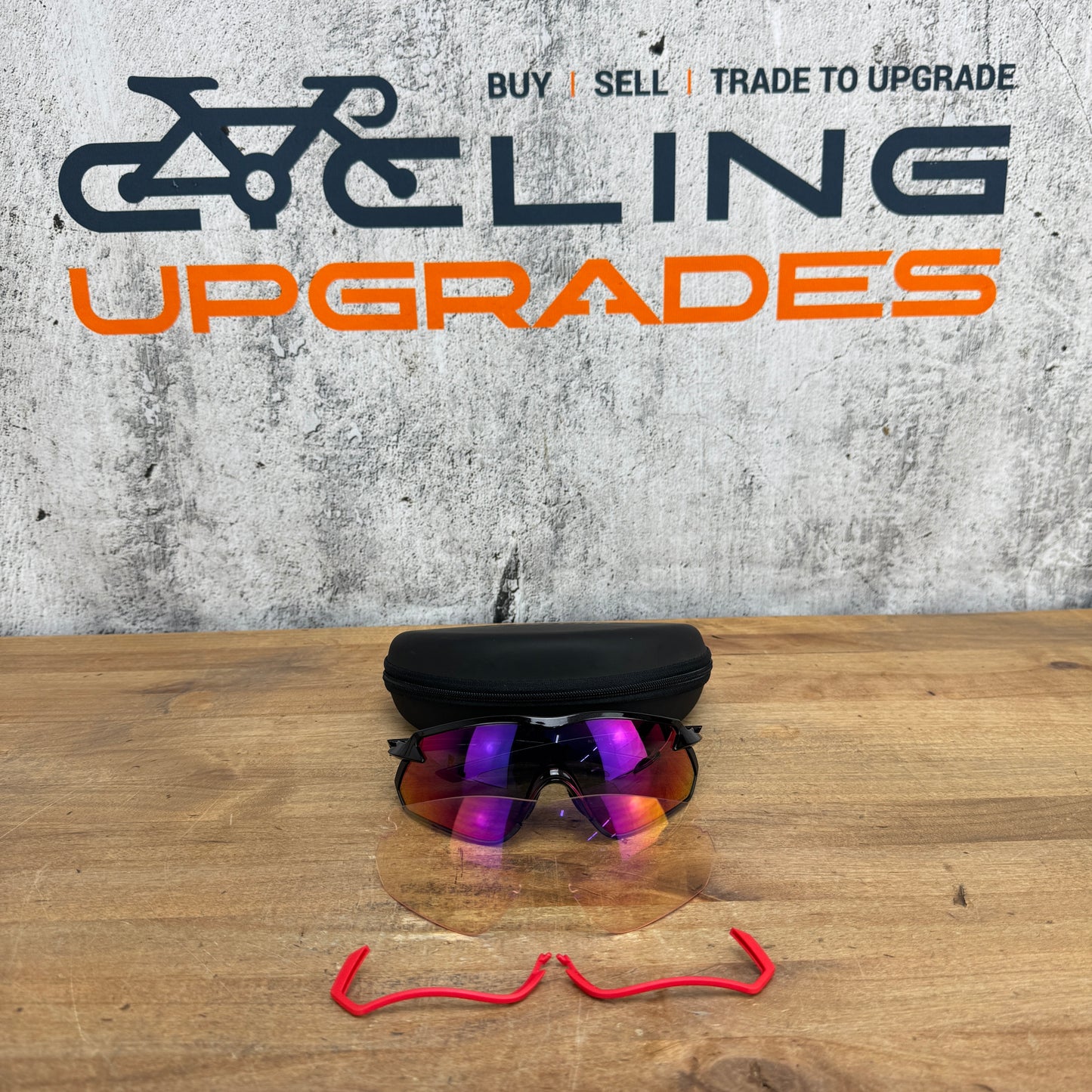 Shimano S-Phyre Black Cycling Sunglasses w/ Red/Clear Lenses & Case 29g