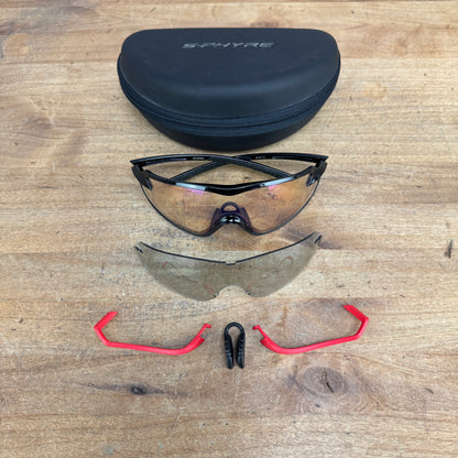 Shimano S-Phyre Black Cycling Sunglasses w/ Photochromic/Clear Lenses & Case 28g